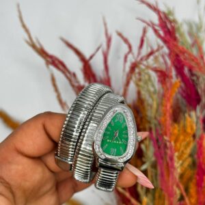 Bvlgari Silver - Green Kadran Yılan Watch S612