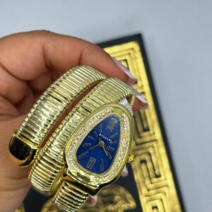 Bvlgari Gold- Blue Kadran Crystal Yılan Watch S404