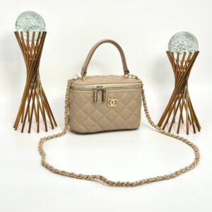 Chanel Vanity Case With Miror Bej Women's Bag VLT320