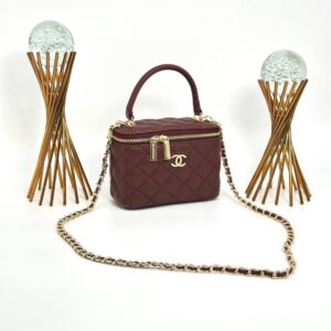 Chanel Vanity Case With Miror Burgundy Women's Bag VLT323