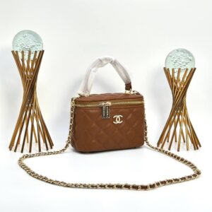 Chanel Vanity Case With Miror Brown Women's Bag VLT330