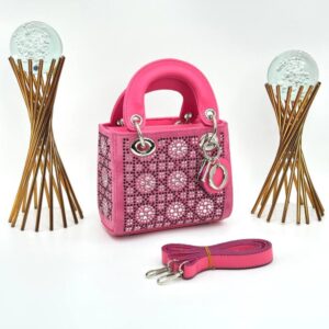 Christian Dior Lady Mini Satin Pink Women's Bag VLT394
