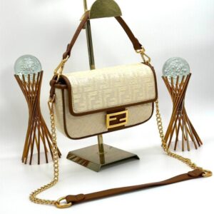 Fendi Baguette Handbag Krem-Brown Women's Bag VLT313