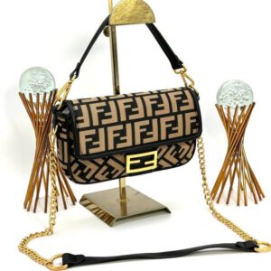 Fendi Baguette Handbag Black-Brown Women's Bag VLT314