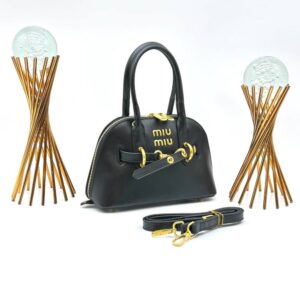 MİU MİU AVENTURE NAPPA TOP HANDLE BAG BLACK KADIN ÇANTA