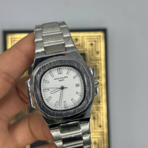 Patek Philippe Nautilus Silver White Kadran Men's Kol Watch S878