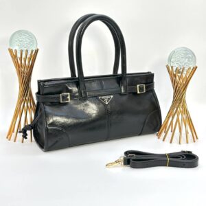 PRADA ANAMEL TRİANGLE LOGO TOTE BAG BLACK