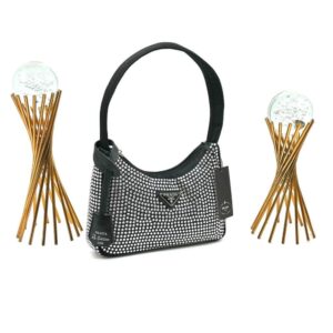 PRADA WİTH CRYSTALS MİNİ BAG BLACK-W