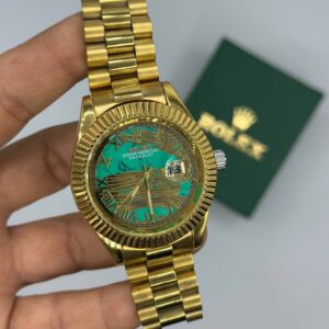 Rolex Datejust Gold Green Kadran Men's Kol Watch S915
