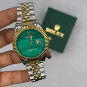 Rolex Datejust Gold Silver Green Kadran Men's Kol Watch S916