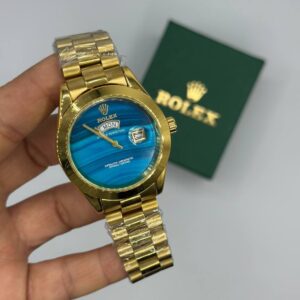 Rolex Datejust Gold Blue Kadran Men's Kol Watch S917