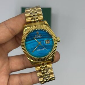 Rolex Datejust Gold Blue Kadran Men's Kol Watch S918