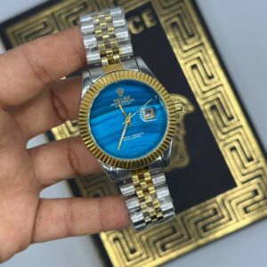 Rolex Datejust Gold Silver Blue Kadran Men's Kol Watch S919