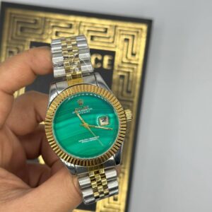 Rolex Datejust Gold Silver Green Kadran Men's Kol Watch S920